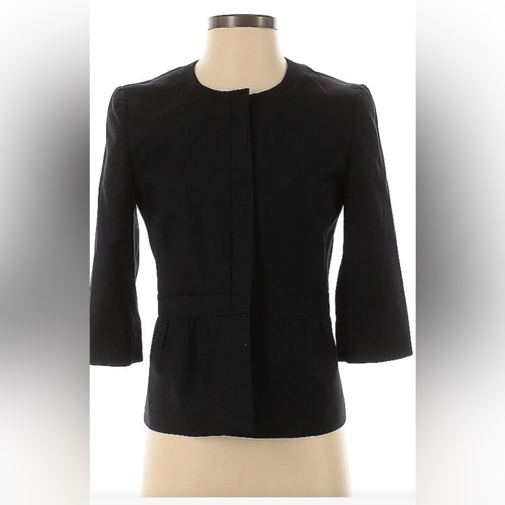 J Crew Wool Blazer. 3/4 sleeve in black. Size 6